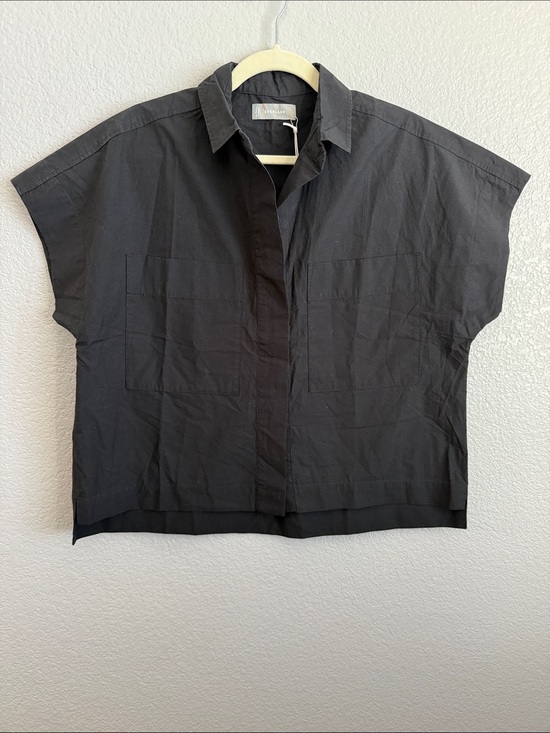 Everlane Tops - Everlane Black The Poplin Short Sleeve Box Shirt Size Small